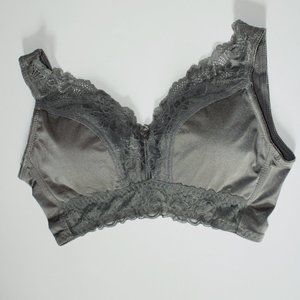 ⭐ 3 for $25 Rhonda Shear Gray Lace Pin Up Leisure Bra with Removeable Pads